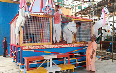 Preparations are underway for the grand Rath Yatra festival at Jagannath Bari temple in Agartala on July 9.