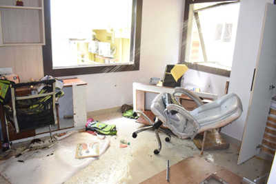 Mayor of Agartala Municipal Corporation (AMC) Dipak Majumder visits a flat after a mysterious explosion at Ramnagar road number 4 of Agartala on June 25.