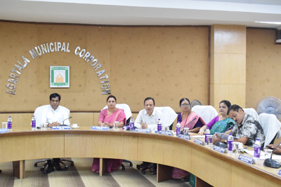 Mayor of Agartala Municipal Corporation (AMC) Dipak Majumder chairs a meeting of Mayor in Councils at AMC conference hall on July 3.