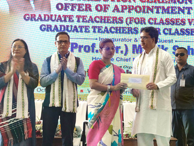 Chief Minister Dr Manik Saha distributed offers of appointment among new recruits of teachers at Hapania International Fair ground auditorium in Agartala on October 14.