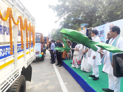 Chief Minister Dr Manik Saha flagged off RRT vehicles under Tripura Jal Board at Agartala on October 8.