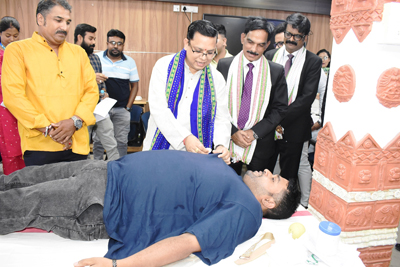 Tripura Gramin Bank organized a mega blood donation camp at the bank's headquarters in Agartala on October 29.