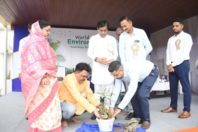 Mayor of Agartala Municipal Corporation (AMC) Dipak Majumder attends the World Environment Day celebrations organised by Go Green Plus in Agartala on June 7.
