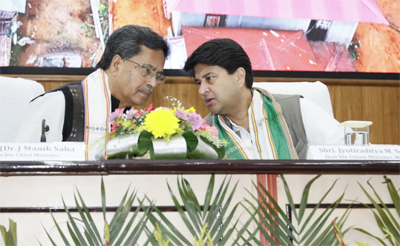 Union Minister for Development of North Eastern Region and Communications Jyotiraditya Scindia along with Tripura Chief Minister Dr Manik Saha inaugurated and laid the foundation stone for 8 important development projects in Tripura, with a total cost of Rs 365 crore during a programme at Pragna Bhavan in Agartala on January 23. 