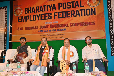 Conference of Bharatiya Postal Workers body held at Suakanta Academy auditorium in Agartala on January 25.