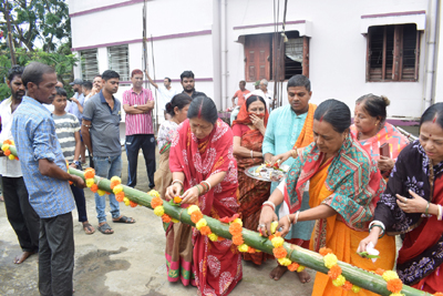JPC Club, Agartala, Organises Khuti Puja for Durga Puja Pandal on August 5.