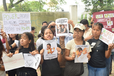 Students from different colleges gather  at Agartala on July 22 to extend their support to the CJP led protests at New Delhi.