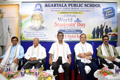 Forest Minister Animesh Debbarma inaugurates World Students' Day observation organised by Agartala Public School at Agartala Press Club on October 16.