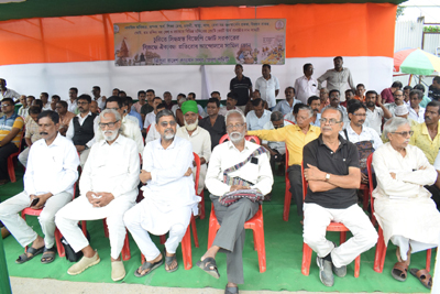Tripura Pradesh Congress Stages Dharna at Orient Chowmuhani, Agartala on August 5.