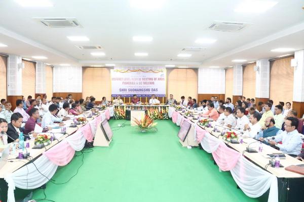 Minister Sudhangshu Das conducts a review meeting of the Animal Resources Development Department (ARDD) and Fisheries Department at Sonartori Hotel in Agartala on February 24. 