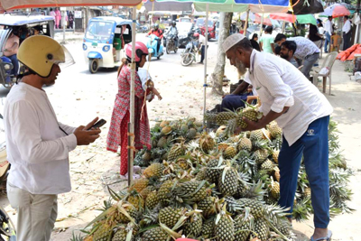 Long queues seen outside pineapple vendors’ shops across Agartala amid rising summer demand on June 2.