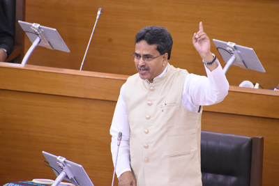 Chief Minister Dr Manik Saha replying to different queries of opposition MLAs at the state assembly during the budget session on March 20.
