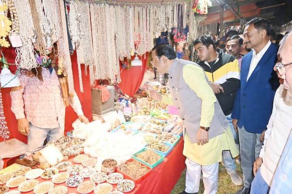 BJP President and MP, Rajib Bhattacharjee attends Panchami Mela at Tarun Sangha area of Agartala on January 23.
