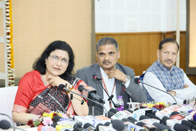 Anshuli Arya, Secretary of the Department of Official Language under the Ministry of Home Affairs, government of India addressed a press conference at state guest house in Agartala on February 19.