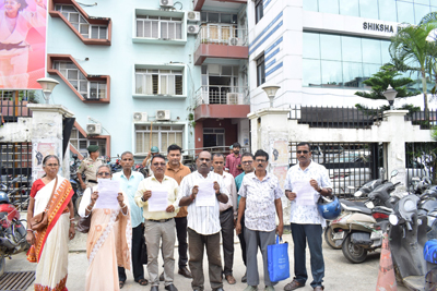Tripura Government Employees Federation leaders meet in deputation at Siksha Bhavan on August 25.