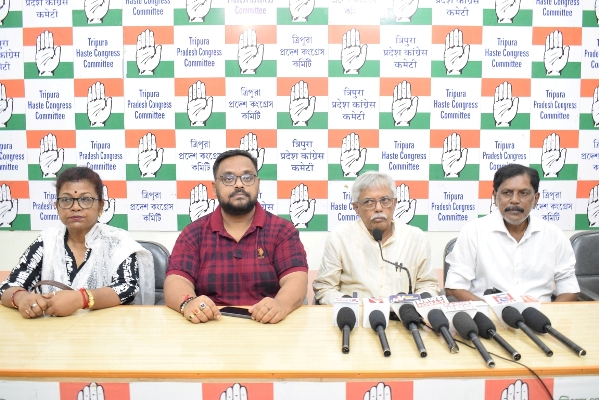 Tripura Pradesh Congress leaders addressed a press conference at Congress Bhavan in Agartala on July 24.