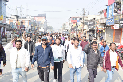 BJP Mandal leaders launched picketing to open closed shops during a national strike called by Left backed trade unions in Agartala on February 12.