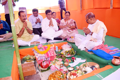 Rajya Sabha MP Rajib Bhattacharjee and Mayor of Agartala Municipal Corporation (AMC) Dipak Majumder attended the foundation stone laying ceremony for the new office building of ward number 22 on October 5.