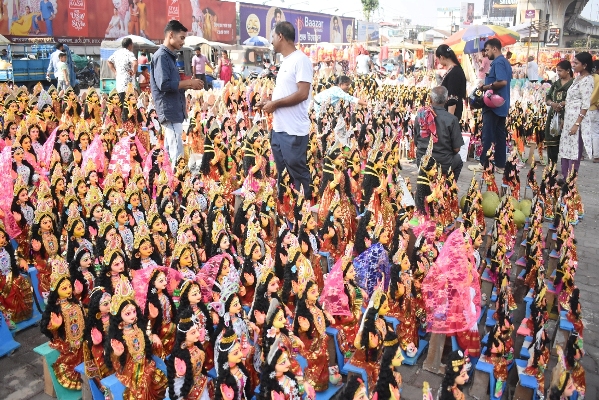 Devotees take idols of Goddess Laxmi to their homes in Agartala on October 24 ahead of Kojagari Laxmi Puja .