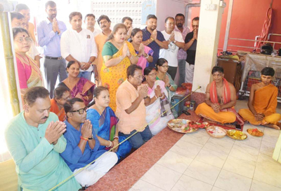 BJP Sadar urban district functionaries participate in a special ritual and Puja seeking good health and long life of PM Modi at Melarmath Kali temple in Agartala on September 17.