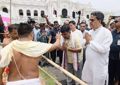 Chief Minister Dr Manik Saha participates in the auspicious Ker Puja rituals at Palace Compound in Agartala on August 4.