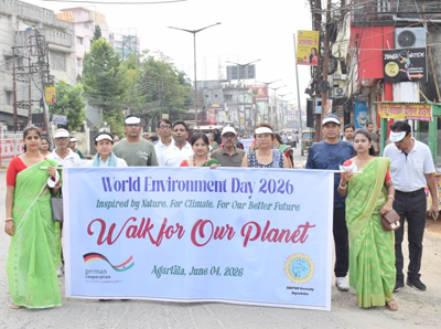 Arpan society takes out a procession to mark World Environment Day in Agartala on June 4.