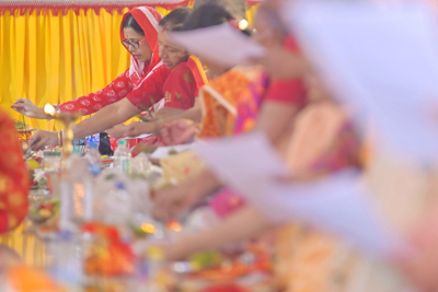 Ganapati Puja being held at Paramartha Sadhak Sangha in Agartala on September 15.