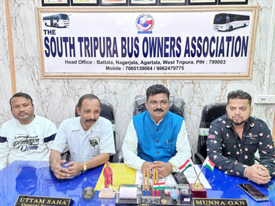 Leaders of South Tripura Bus Owners Association addressed a press conference at Nagerjala Bus stand in Agartala on January 27.