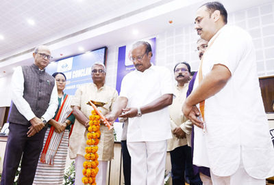 Governor Indrasena Reddy Nallu inaugurates the Tripura Education Conclave at MBB University on October 13. 