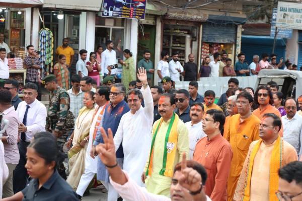 Tripura Chief Minister Dr Manik Saha along with senior BJP leaders led a victory rally in Agartala on May 4th after massive victory of the party in West Bengal and Assam.