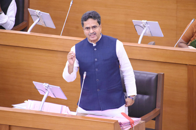Chief Minister Dr Manik Saha replying to queries of opposition MLA in the last day of the budget session of Tripura Assembly house on March 23.