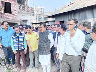 Mayor of Agartala Municipal Corporation (AMC) Dipak Majumder inspected road work at Ramnagar-8 of Agartala on February 7.