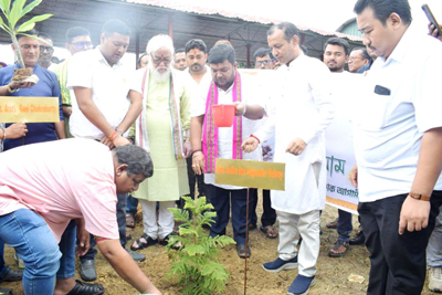 BJP state president Abhishek Debroy participated in Ek Ped Maa Ke Naam campaign at Khayerpur area, at the outskirts of Agartala on June 17.