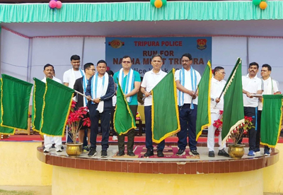 As part of Police Week celebrations, personnel of Tripura Police participate in a marathon run organised across Agartala city on February 26.