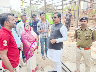 Mayor of Agartala Municipal Corporation (AMC) Dipak Majumder inspects new market stalls developed by the AMC near Jackson gate on February 28.