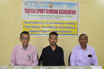 Authorities of Tripura Sport Climbing Association addressed a press conference at Agartala on March 20.