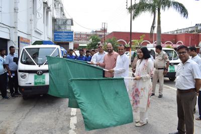 West Tripura Zilla Parishad Sabhadhipati and DM of West Tripura district flagged off rural garbage collection vans from DM office complex in Agartala on May 20.