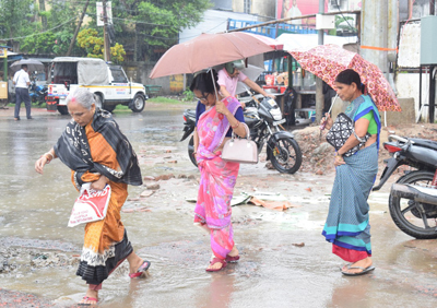 Incessant Monsoon rain disrupted normal life across Agartala on July 8.