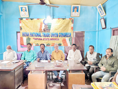 INTUC leaders addressed a press conference in Agartala on February 11 to extend their support to the nationwide strike called by Trade Unions on February 12.