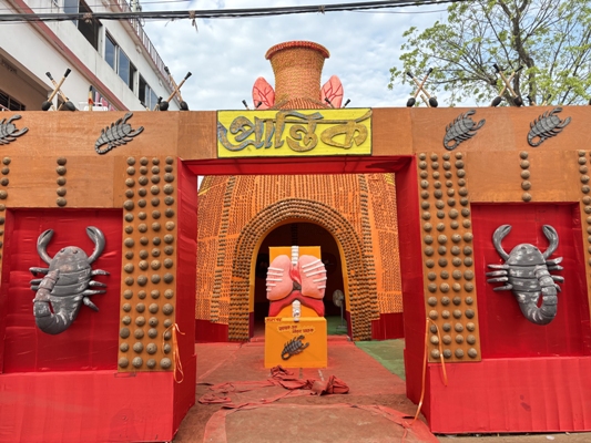 Glimpses of Durga Puja pandal and idols Prantik Club in Agartala.