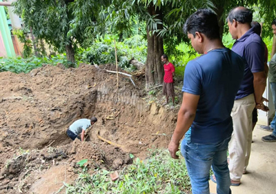 TNGCL technicians fixing gas pipelines connected with the furnace used for cremation at Battala cremation ground in Agartala after massive leakage on September 6.