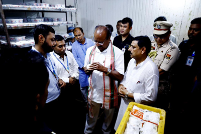 Governor Indrasena Reddy Nallu visits Gomati Diary at Indranagar area of Agartala on June 16 and reviewed the functioning of dairy.