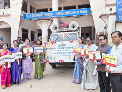 Tripura Commission for Protection of Child Rights (TCPCR) (TCPCR) flags off campaign vehicle against child marriage in Agartala on February 17.