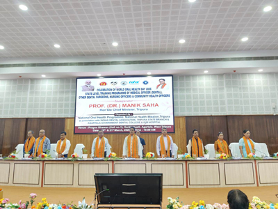 Chief Minister Dr Manik Saha attended the state level training programme of dental surgeons on the occasion of Oral Health Day at Pragna Bhavan in Agartala on March 21.
