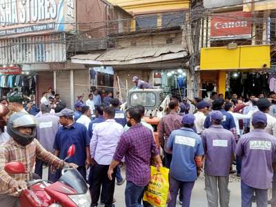 Agartala Municipal Corporation (AMC) enforcement teams conducted a massive eviction drive across the city on February 4 to clear encroachment.