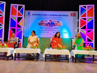 Tripura Commission for Women distributed sewing machines among women beneficiaries during a programme at Agartala on March 17.