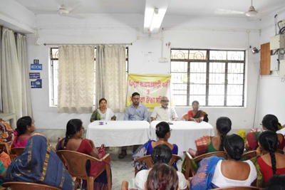 Senior advocate Puroshattam Roy Barman attended a meeting with Anganwadi workers at Student Health Home in Agartala on April 5.