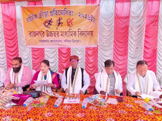 Mayor of Agartala Municipal Corporation (AMC)  Dipak Majumder attended School Game in Rajnagar H S School at Agartala on February 5.
