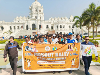 Minister Tinku Roy inaugurated mascot rally for first ever Tripura State games at State Museum in Agartala on February 13.