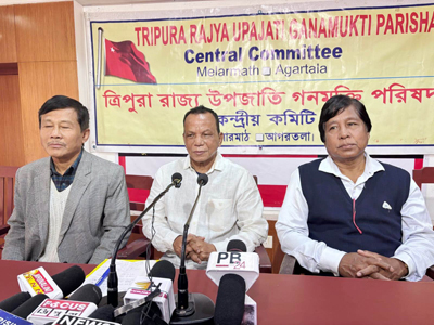 Leaders of Ganamukti Parishad addressed a press conference at CPIM headquarters in Agartala on January 27.